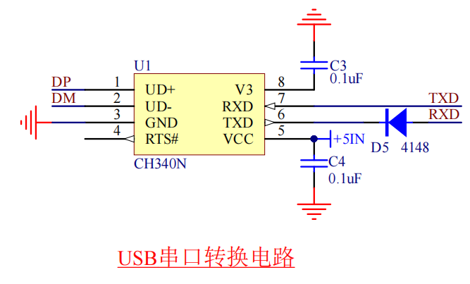 图 3-4 USB 转串口电路电容示意图